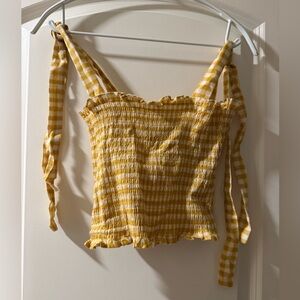 Yellow Gingham Smocked Camisole